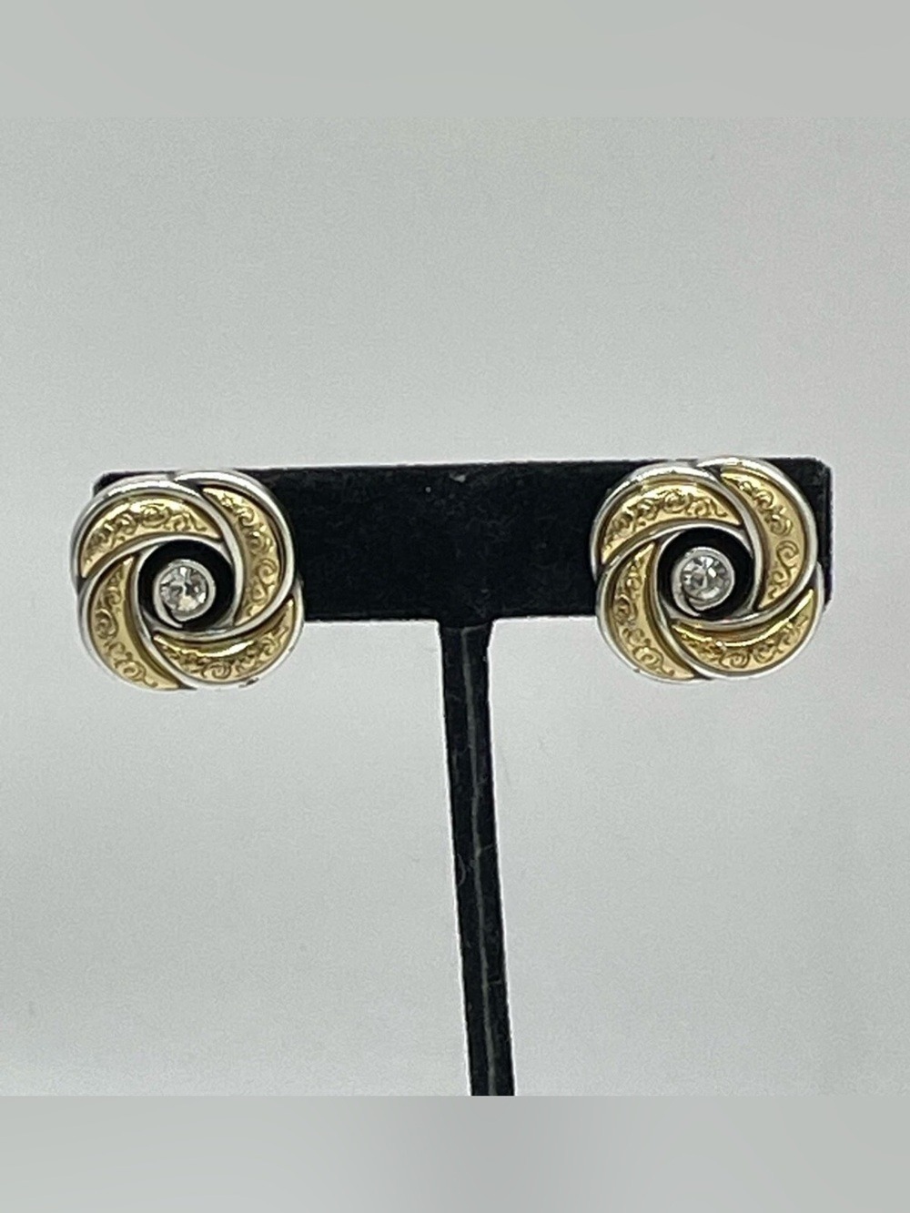 Brighton Love Knot Eternity Clip On Earrings Two Tone Gold Silver Textured 0869